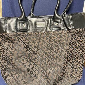 Tommy Hilfiger Brown Black Casual Tote Shopping Travel Bag Handbag